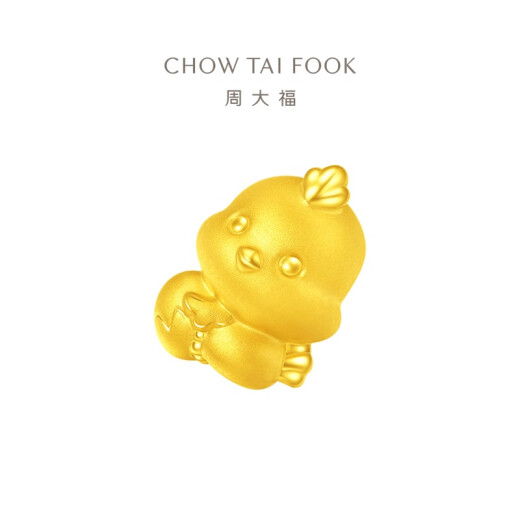 周大福 龙年十二生肖掌中宝足金黄金吊坠转运珠 萌萌鸡 EOR684 