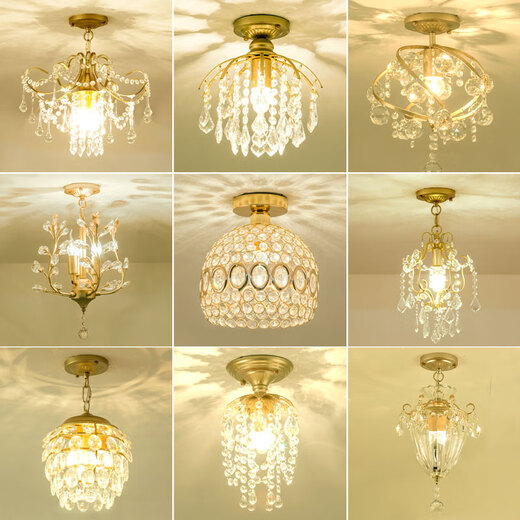 
Oroden 2025 new European crystal chandeliers American light luxury aisle light corridor balcony lamp entrance staircase cloakroom 9885 large-scale hanging + three-color light bulb