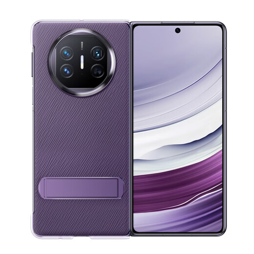 澳浪 适用华为MateX5手机壳 HUAWEI Mate X5保护套典藏版防摔真牛皮商务翻盖折叠下盖手机支架 幻影紫