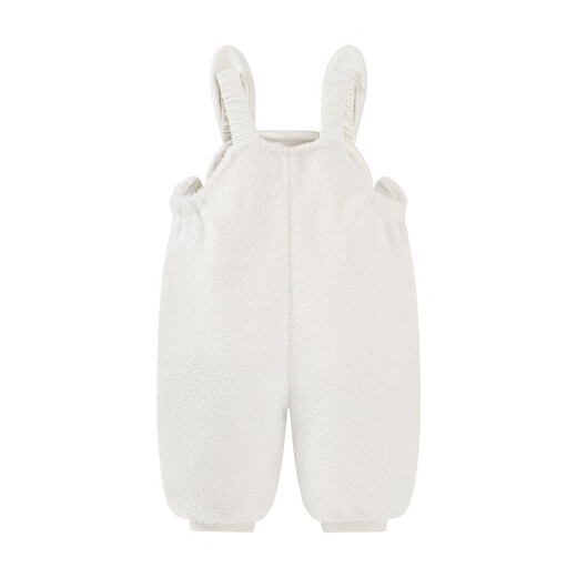 Mini Bala for boys and girls in autumn and winter new cute belly-protecting baby plus velvet overalls pants milk white 10504 90 cm