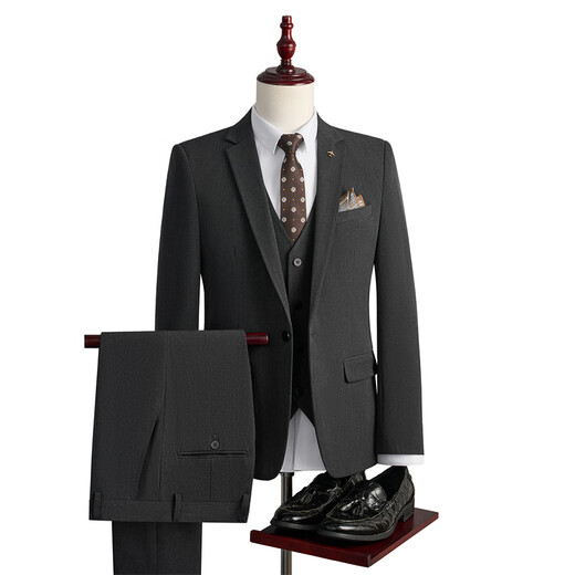 ROMON Custom Suit Men's Business Formal Wedding Dress Casual Slim 2024 Autumn New Suit Jacket Dark Gray Single Suit XL (Suitable for 125-140 Jin Jin equals 0.5 kg)