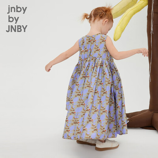 Jnby por Jnby Jiangnan Cloth Ropa para niños Vestido sin mangas verano Lindo patrón de falda de longitud media