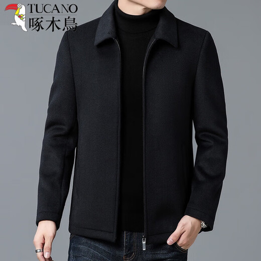 Specht Big Markenqualität Wollmantel Herrener Herbst und Winter verdickte Revers im mittleren Alter im mittleren Alter, der Wolljacke grau 175/l