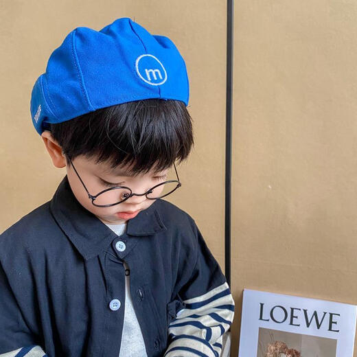 
Di Shuqi children's hats, boys' front hats, girls hip-hop baby top hats, berets, black-M label berets, head circumference 47-51cm, reference 1-4 years old