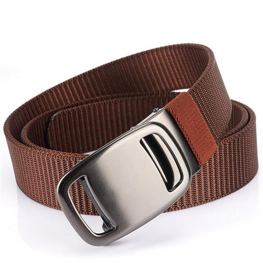 VANLUNTALU canvas belt men's automatic buckle braided tactical belt youth outdoor casual simple and versatile trendy jeans belt Chinese silver military green cloth belt 120cm
