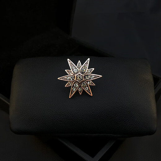 Timo collar pin anti-exposure buckle full of diamond six-pointed star men's brooch shirt collar pin personalized suit badge simple corsage ancient silver B00-204