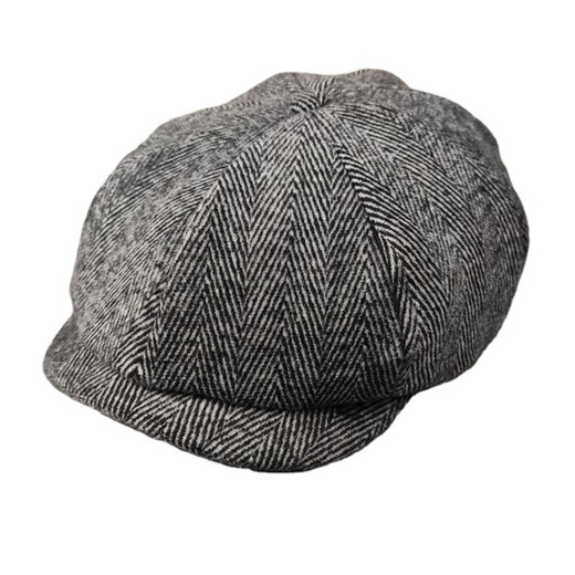 Mo Zilan painter hat men beret ins octagonal hat blood gangster hat razor party newspaper boy autumn and winter woolen bud hat black stripes medium size M/L56-58cm