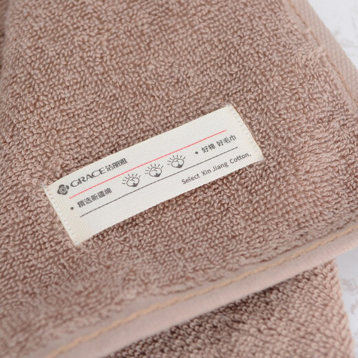Jie Liya (Grace) 5A Antibacterial Towel Thickened Extra Large Cotton Adult Plain Quality Face Wash Large Towel 2 Pack Brown + Gray