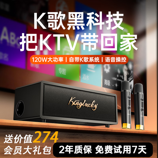 Jinyun [Cinema K-Song 2-in-1] Семейный аудио набор KTV Микрофон K-Song Интегрированный телевизионный караоке-караоке-заказ машины Bluetooth-динамик Высококачественный трехмерный трехмерный усилитель объемного окружающего