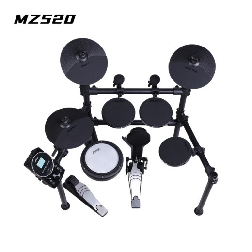Muza Electronic Drum Beginner Performing Adult Children Common Getting Started Exercise MZ528 Heat Orange Five Drums and Sanxun