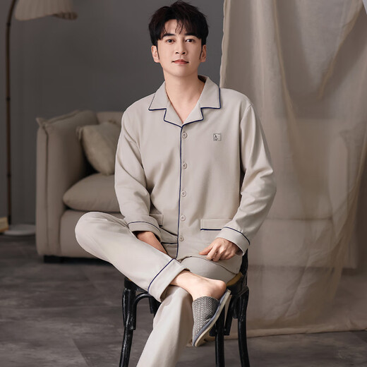 
Catman (MiiOW) men's German velvet pajamas men's autumn and winter thickened heating and warm cardigan long-sleeved casual home clothes set 26M9194 L