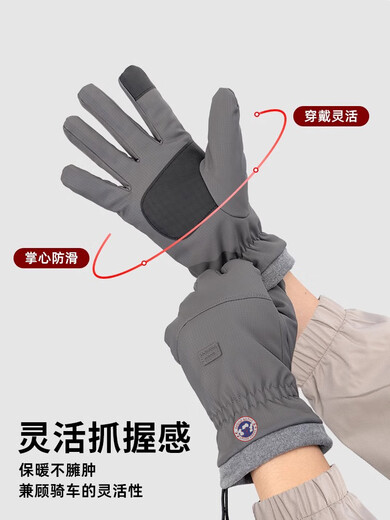 TUTORGOOSE2026 New Fashion Versatile Gloves Men's Winter Style Velvet Thickened Warm Cycling Cold and Windproof Gloves Navy One Size