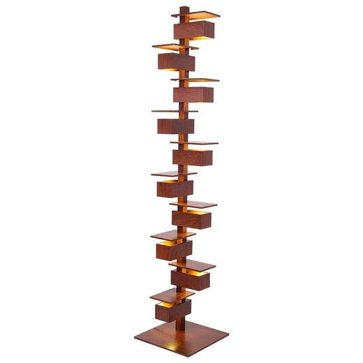 Zhongshuai Lampadaire de villa à eau qui coule Designer Salon simple Imitation grain de bois Lumière et ombre Art Ornements Lampe décorative Lampe de table à eau qui coule Noir