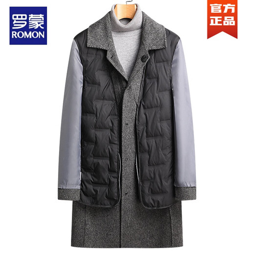 
Romon 2025 autumn and winter new style stripping down liner double-sided wool coat men's wool wool coat new product gray M 170