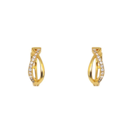 Fat Donglai's same style 18 gold earrings for round face, removed from the cabinet, Xiaoyu 18k gold women's earrings, elegant earrings, Xiaoyu rhinestone 18k gold earrings