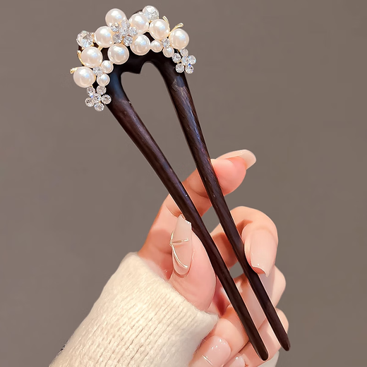 Yin Muchi ebony U-shaped double hairpin women's hairpin high-end Chinese style new style hairpin cheongsam headdress birthday gift F2811 little bee hairpin gift box + greeting card