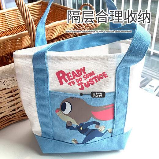 Disney bag women's bag mini canvas handbag cartoon canvas bag Judy blue and white commuter bag birthday gift for women