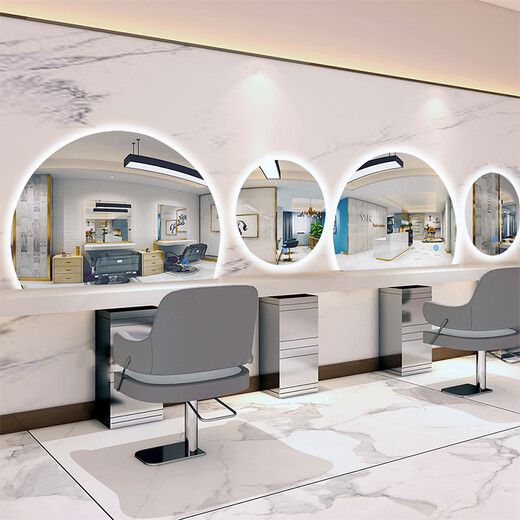 Internet celebrity hair salon dedicated wall-mounted semicircle with light for hair salon perming, dyeing and hair cutting mirror perfect circle haircut frameless 70*90 semicircle backlight official standard configuration