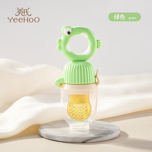 YEEHOO baby teether bite bag juice fruit and vegetable music silicone food supplement tool baby fruit grinder green bubble fish bite bag