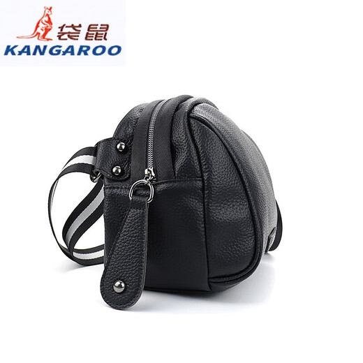袋鼠（KANGAROO）真皮女包2025新时尚单肩斜挎包纯色软皮贝壳包休闲大容量牛皮腰包 升级版杏色