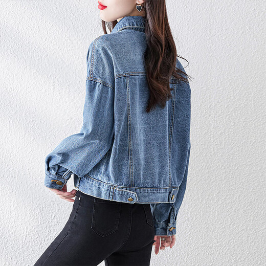 Cypress Denim Jacket 2025 Осень Новая Женская Женская Сплайсинга Сплайсин Прямой темперамент Корейский стиль вершина