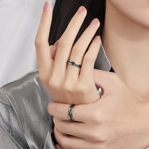 Lukfook Jewelry Platinum 950 Grass Pattern Platinum Ring Couple Ring Single Closed Ring Price EFT1P4C0103 No. 13-5.67g (including labor cost 754 yuan) Women's model