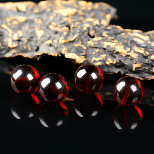 Gepan Blood Amber Loose Beads Single Round Beads Amber Beeswax Bracelet 108 Buddha Beads Wenwan Chain DIY Handmade Beads Blood Amber Round Beads 6mm/piece