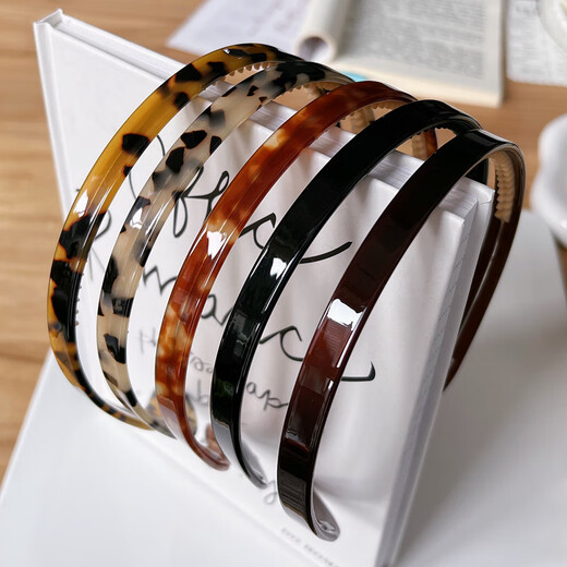 Sarah Deer Korean FRANCE gold label headband pressed hairpin French retro leopard print tortoise color hairband suitable for wearing glasses black