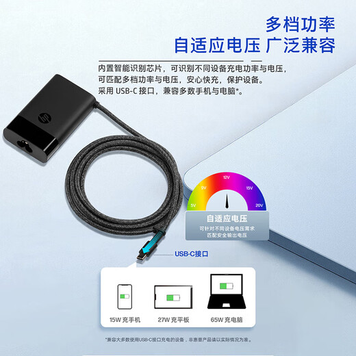 HP (HP) Original 65W/90W Laptop Power Adapter USB-C-Reiseadapter ZHAN 66 Serie Pro Book Series Typ-C Power-Ladegerät ZHAN X Original 65W USB-C-Port-Ladegerät (671R3) Power Adapter