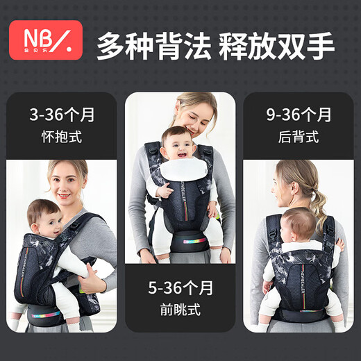 纽贝乐（Naturaipro）背带婴儿外出睡觉神器新生宝宝前后两用多功能背带解放双手 施普雷蓝【一键调节腰部松紧】