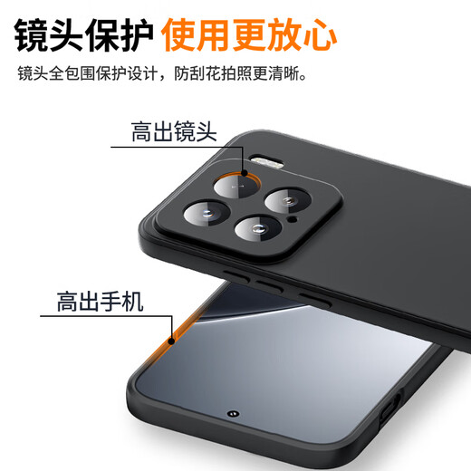 Biaz is suitable for Xiaomi 15 mobile phone case, Xiaomi 15 protective case, lens all-inclusive anti-fall, ultra-light and thin flocking lining, heat dissipation, skin-friendly feel, matte liquid soft shell JK747 black
