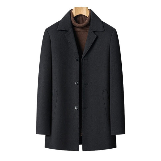 Prato Lee men's wool coat men's loose thickened double-sided wool coat men's autumn and winter business casual wool clothes men's clothing Khaki M (170)