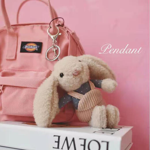 Schoolbag hanging chain women's clothing dead rabbit key chain female cute internet celebrity Korean version student schoolbag hanging bag hanging decoration couple small gift medium gray [pretending to be dead rabbit]