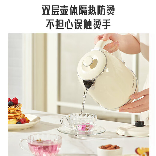 Joyoung (Joyoung) Kettle Kettle Electric Kettle 1.5L Double-layer Insulated 304 Stainless Steel Seamless Liner Light Retro Household Boiling Kettle K15FD-W550