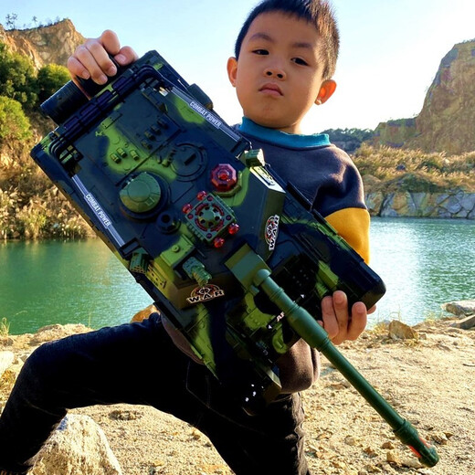 
Extra large remote control tank can launch parent-child battle crawler model children's charging boy off-road vehicle toys Military green [small 27CM] standard with a set of batteries
