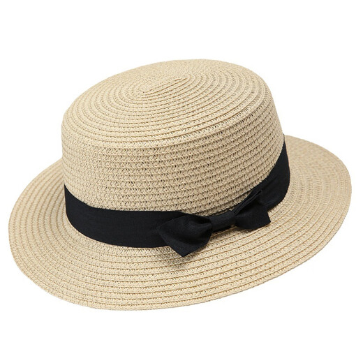 XIANGLANER PARADO CHIRD SABE Mujeres Viajes en verano British Retro Flat Top Hat Fresh Sun Protection Beach Hat tendencia de color caqui Niños (53-55 cm)
