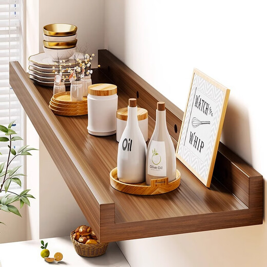 All are wall storage racks, one-word partition display rack, living room wall-mounted shelf organizer, simple wall-mounted shelf rack 60X15CM walnut color