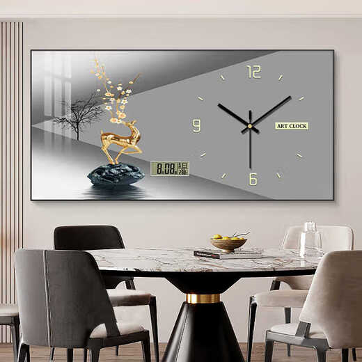 Sensory painting Light luxury high-end large-size electric meter box decoration distribution box covers electronic perpetual calendar restaurant table hanging painting JD121.27 perpetual calendar + watch/black hand 120*60cm (cover 110*50) lift cover/support pole gold frame
