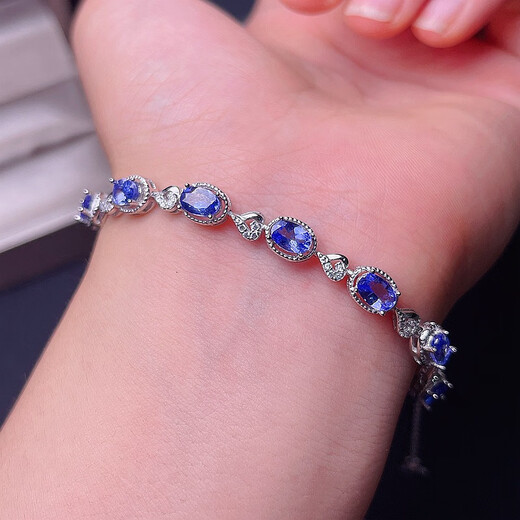Colorful silver inlaid Pato blue tanzanite bracelet, light luxury, versatile and fashionable birthday gift for wife, girlfriend, 925 silver electroplated rose gold