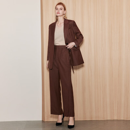 EITIE Temperament Retro Crisp Straight Casual Woolen Small Suit Autumn New Short Jacket Women's 7103814 Chocolate 89 L 165