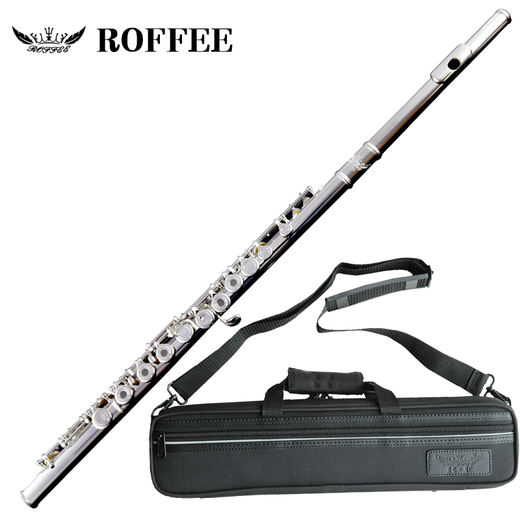 Roffee Flöteninstrument 17 Offenes und geschlossenes Loch Dual-Purple-Silber-Flöten-Schülern Anfänger spielen Ellbogenflöteninstrument 16 Loch C-Tuning White Kupfer Offenes und geschlossenes Loch Dual-Purple 22s College Level