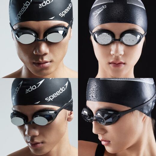 速比涛（Speedo）Cyclone3高清防雾精工镀膜泳镜游泳装备 黑色/银色