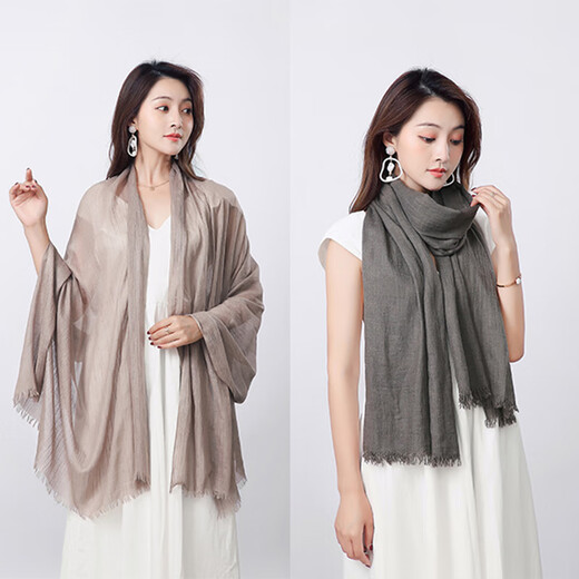 Lufeng Feste Farbe Baumwollwäsche Schal Frühling und Herbst Dünne japanische vielseitige Schalsonne Hijab Kopftuch Literarischer Frauen Winter Travel Schal beige Beige