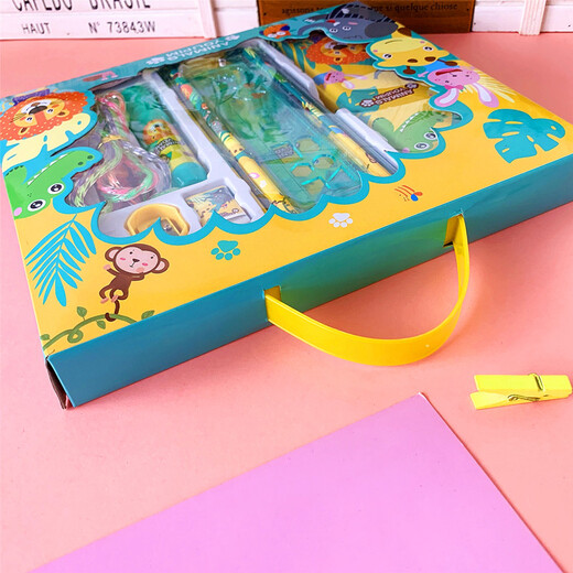 Yixinweini freshman admission gift kindergarten school season school supplies children boys and girls birthday gifts event prize stationery set gift box 9903KT cat
