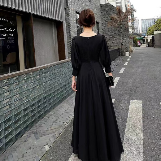 Maxbeth Black Evening Dress 2025 New Demperament Banquet Light Luxury Nishe High-end Art Exam Платье для женщин Dark Night Black S