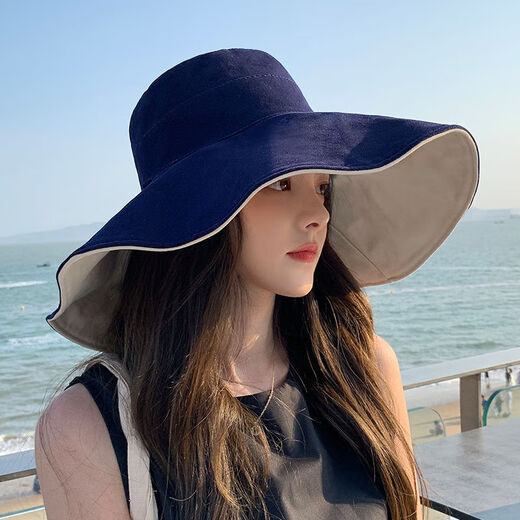 Jiufeng Senior 2023 Nouveau Summer Sun Protection Soleil Soleil Feme Feme Fisherman Big Brim Double-Side Wear Protection Chapeau de plage Hat d'orange + Rice Big Brim Double-côté Wear M (56-58 cm)