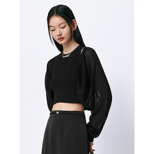 Cardigan Lancet mince des femmes pour femmes pour femmes pour la chemise de climatisation de la chemise de climatisation du style de châle de la chemise de châle Black L