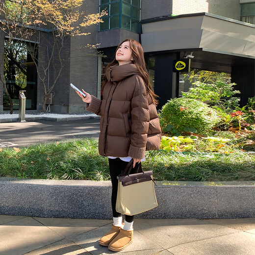 Oudihui 2026 new winter new cotton-padded jacket for women, thickened bread jacket, down jacket, women's cotton-padded jacket, lamb wool splicing jacket, coffee color M, recommended 85-120 Jin Jin equals 0.5 kg