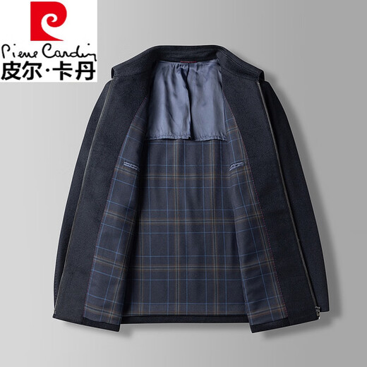 Pierre cardin cashmere wool jacket with autumn and winter short daddy's thin woolen jacket men's coat black 3XL 190/104A