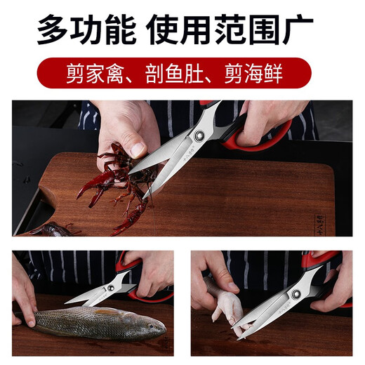 十八子作 厨房剪刀 剪骨头专用食物剪不锈钢多功能强力鸡骨剪杀鱼 家用超强厨房剪【大号】
